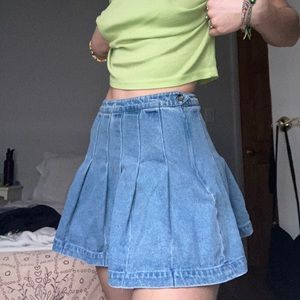 mall goth denim pleated high waist tennis skirt
